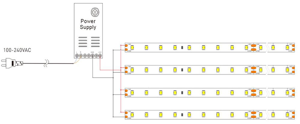 LED Strip Light Warm White Connection